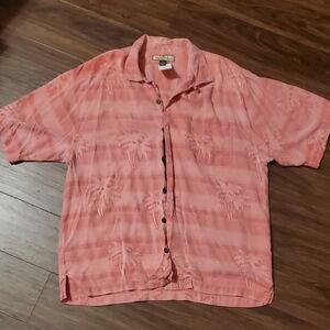 Tommy Bahama Coral Button Down 100% Silk Shirt